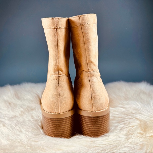 NWOT LOFT Vegan Microsuede Booties with wooden heel - Picture 9 of 10